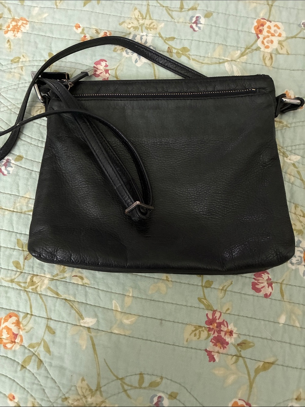 Margot New York Classic Black Leather Crossbody Bag with Slim Strap